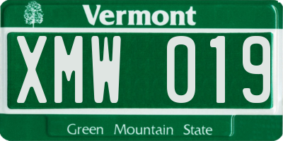 VT license plate XMW019
