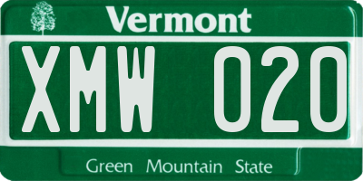 VT license plate XMW020