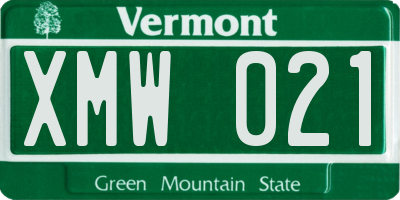 VT license plate XMW021