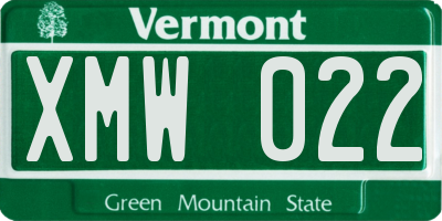VT license plate XMW022