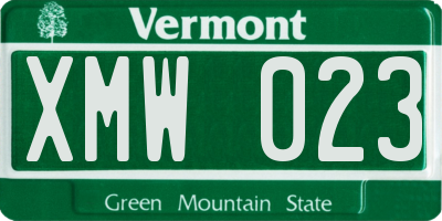 VT license plate XMW023