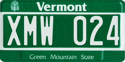 VT license plate XMW024
