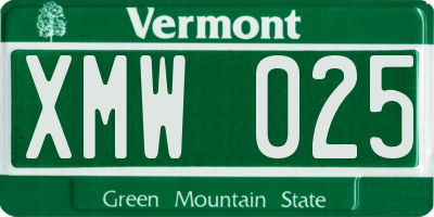 VT license plate XMW025