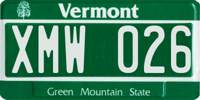 VT license plate XMW026
