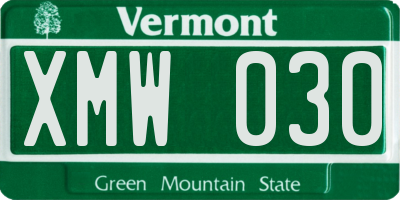 VT license plate XMW030
