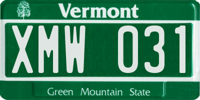 VT license plate XMW031