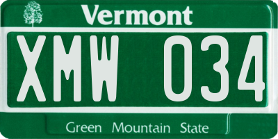 VT license plate XMW034