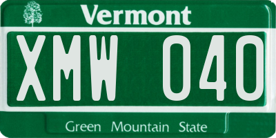 VT license plate XMW040