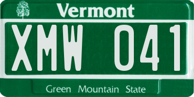 VT license plate XMW041