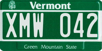 VT license plate XMW042
