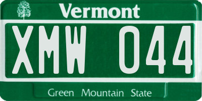 VT license plate XMW044