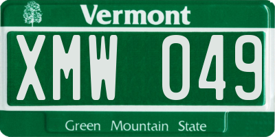 VT license plate XMW049
