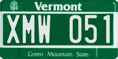 VT license plate XMW051