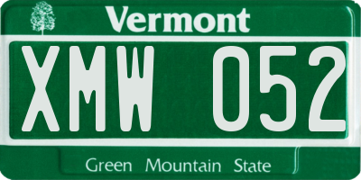 VT license plate XMW052