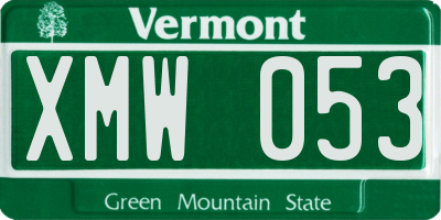VT license plate XMW053