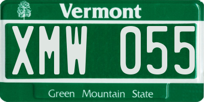 VT license plate XMW055