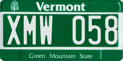 VT license plate XMW058