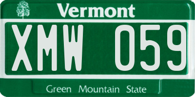 VT license plate XMW059
