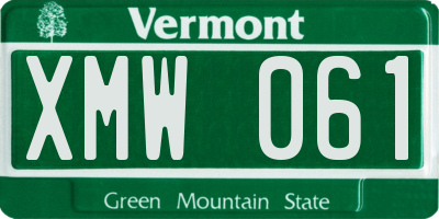 VT license plate XMW061