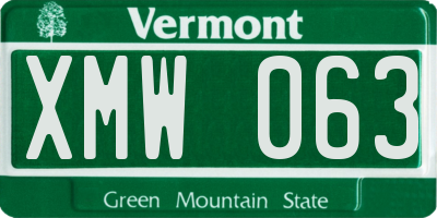 VT license plate XMW063