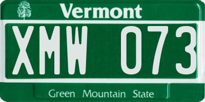 VT license plate XMW073