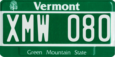 VT license plate XMW080