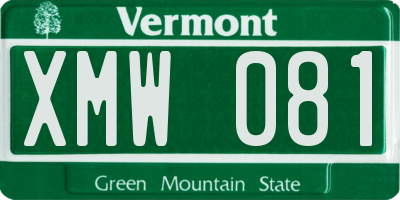 VT license plate XMW081