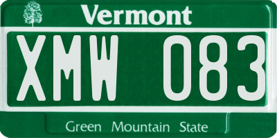 VT license plate XMW083