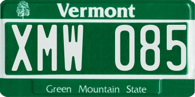 VT license plate XMW085