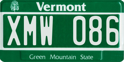 VT license plate XMW086
