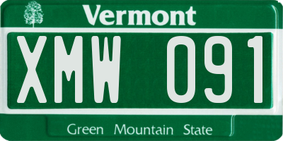 VT license plate XMW091