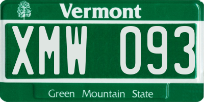 VT license plate XMW093