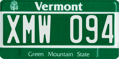 VT license plate XMW094