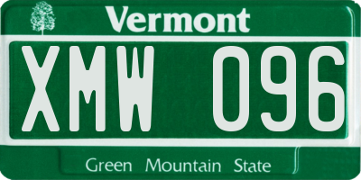 VT license plate XMW096