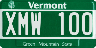 VT license plate XMW100