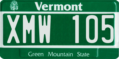 VT license plate XMW105