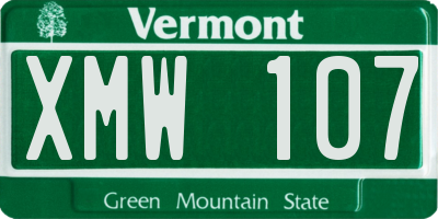 VT license plate XMW107