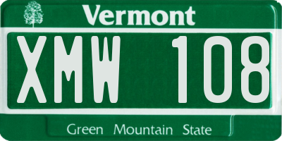 VT license plate XMW108