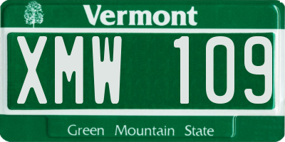 VT license plate XMW109