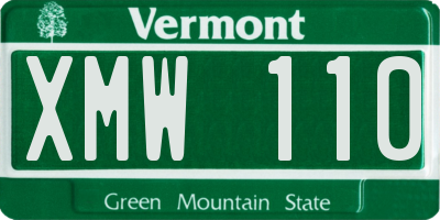 VT license plate XMW110