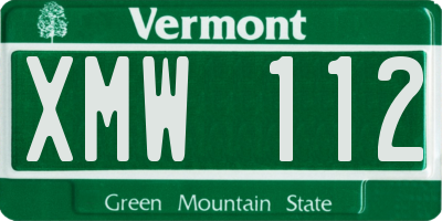 VT license plate XMW112