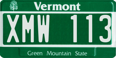 VT license plate XMW113