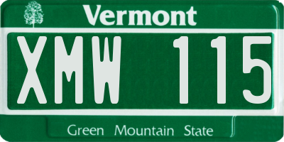 VT license plate XMW115