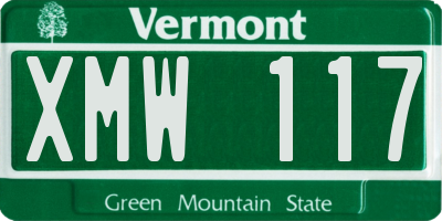 VT license plate XMW117