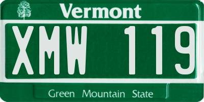 VT license plate XMW119