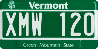 VT license plate XMW120