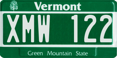 VT license plate XMW122