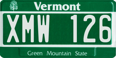 VT license plate XMW126
