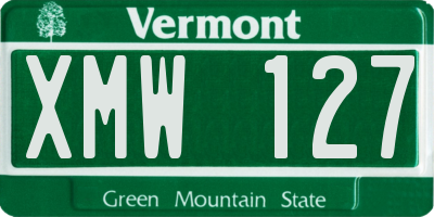 VT license plate XMW127