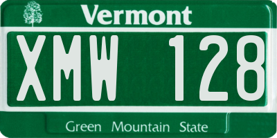 VT license plate XMW128